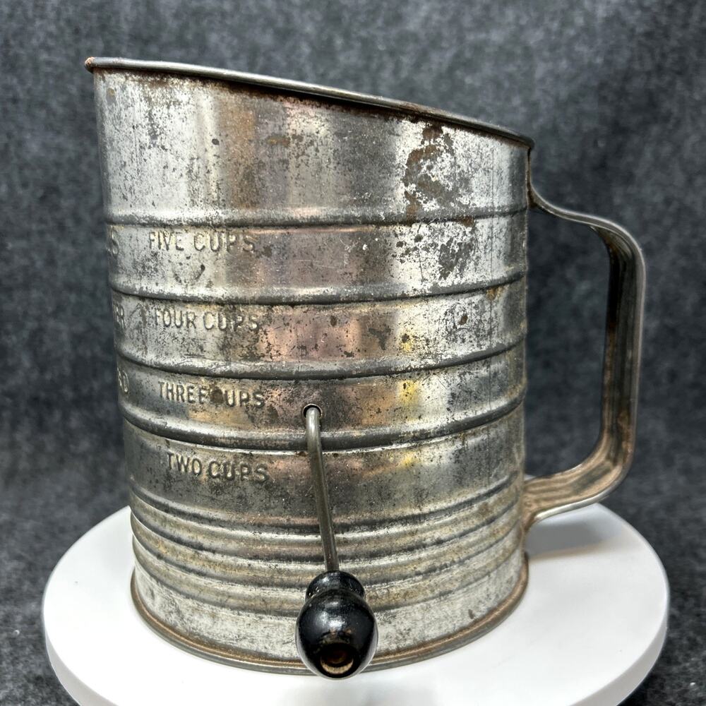 Vintage Bromwells Measuring Flour Sifter Kitchen Tool Utensil 5 Cups USA Made